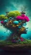 Placeholder: surreal abstract artwork that combines elements of nature, technology and human emotions