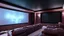 Placeholder: Generate an image of a sleek home cinema with our top-notch projectors and surround sound systems with a star-lined ceiling similar to a Rolls Royce in a high-rise penthouse