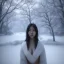 Placeholder: only wonderfull japanese woman, big chest, in snow, portrait, student costume, village, meditation, woods, cyberpunk, 8k quality