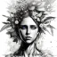 Placeholder: singer Danish MØ face,Style Yoji Shinkawa, watercolor illustration , Dryad, plants, wildflower,