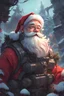 Placeholder: ( mid-shot), Krenz cushart style, Christmas filter, ultra detailed visually rich 2d cartoon manga concept art illustration of Santa Claus created with the main focus on the mechanical post apocalyptic overgrown wilderness style from Horizon: forbidden west, (((candid photography))),luminous and enchanting, dark and eerie, lit dark fantasy realm, (((rule of thirds))) depth of field intricate details,subtle colors,fantastical realm, extremely detailed,ultrasharp