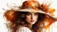 Placeholder: Vintage art, brown and orange shades, sunny day, straw hat for woman, summer dress, splashes of art, in the style of Dante Gabriel Rossetti, Yossi Kotler, Camilla D'Errico, masterpiece, fine art in the style of Carne Griffiths, Paula Hoppe