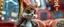 Placeholder: close up portrait of hairy fluffy polymer clay cute female happy worried banana squirrel monster with realistic human colored and textured skin, and long sleek limbs and with studio lights, on a luxury ornate neon buss, talking to his aunt