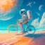 Placeholder: An astronaut riding a bicycle on the beach of a beautiful sea, digital art, anime style, 4k, full details, high resolution