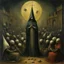 Placeholder: Hieronymus Bosch oil painting titled "Insatiable Zeal of Religious Zealots", plague of nightmare, by Gabriel Pacheco and Zdzislaw Beksinski, creepy, eerie, imperial colors, dynamic diagonal composition, sinister atmosphere, opulent shadows, creepy, weird, oil matte painting, by Goya