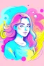 Placeholder: vibrant pastel women image for a t shirt design with cute messege