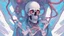 Placeholder: a close up of a person with a skull on their head, blue and white colors, anime skull portrait man, scary detailed art in color, hiroyuki-mitsume takahashi, nychos art aesthetic, half man half skeleton, anime cyberpunk art, colored manga art, rossdraws pastel vibrant, hot colors. insanely detailed, beautiful anime portrait, stunning anime face portrait, scary art in color