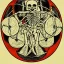 Placeholder: skeleton, vitruvius man, playing drums, art nouveau,