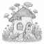 Placeholder: A fairy house Marvelous RAIN Refuge, coloring page, exact shape, real image, minimal lines, white back ground color, real style, realistic, minimalistic, minimal black line art, line art, crisp line art, unique coloring sheet, outlined, outline, crisp, crisp line edges, illustration, thin lines, crisp clear lines, line art, clean line art, unique, 8k, no colors, no dark color, no black color, avoid thick black, minimalistic line edges, white back ground,