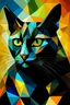 Placeholder: "gato negro mirando al frente cubismo" geometrizado con fondo de color