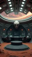 Placeholder: An alien inside A spectacular interior inside a ufo spaceship with a control center with futuristic architecture on the planet Mars, using the Dune color palette, Photo realistic