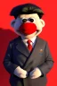 Placeholder: Waist up muppet Portrait, Kim Jong-un as muppet doll, black suit, photo studio, red background, unreal engine 5, concept art, art station, god lights, ray tracing, RTX, lumen lighting, ultra detail, volumetric lighting, 3d.