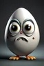 Placeholder: evil looking 3d egg character, 1930s cartoon style