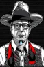 Placeholder: Ilustración vectorial de Gustavo Petro con gorra camisa colores negro, blanco y rojo, fondo negro