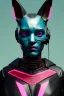 Placeholder: Medium Close Up Portrait, Front image. cyberpunk, rabbit mask, sweet woman, black hair and beard. latex suit army. Pink, black, blue, color. Cyborg style. Color background, photo studio. Avatar image, highly detailed, concept art, smooth, unreal engine 5, ray tracing, RTX, lumen lighting, ultra detail, volumetric lighting, 3d, finely drawn, high definition, high resolution.