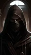 Placeholder: Fanatsy world, anime, assassins creed, black mask, full face covered, man