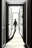 Placeholder: Draw of Two men opening a close door in the end of corridor