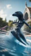 Placeholder: naked dementor riding dolphin down water slide,bokeh like f/0.8, tilt-shift lens 8k, high detail, smooth render, down-light, unreal engine, prize winning