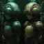 Placeholder: futuristic digital collage by Anton Semenov and Petros Afshar, "EX-MACHINA", faded dark neon colors, corruptive robot oddball anthropomorph zygote biomechanoid, sci-fi, different sized panels incoherence between each panel, minimalism