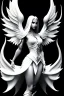 Placeholder: angel, demon, angel demon hybrid, half angel, half demon, black angel wings, white demon wings, black and white, balance, horns, armor, noble clothes, black and white armor, black and white clothes