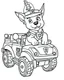 Placeholder: outline art for Paw Patrol Marshall With Fire Truck coloring page, Japanese manga style, cartoon style, cute face, white background sketch style, full body is a must, only use outline, clean line art, no shadow, bold outline