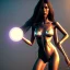 Placeholder: full body portrait of woman in the style of Gustavo Torres, flowing hair, perfect face, perfect anatomy, vampirella, 2 piece string bikini, 3d sculpted, a beautiful digital painting of futuristic cyberpunk city lighting, unreal engine render, mdjrny-v4 style, highest quality render, cinema 4d, zbrush, fighting stance,