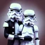 Placeholder: Portrait photo of a storm trooper with his beautiful wife on his wedding day