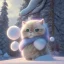 Placeholder: Cute fumo plush of a beautiful anthropomorphic cat girl wearing a puffy jacket in a winter wonderland; beautiful full volumetric lighting, cinematic illumination, brilliant coloring, smooth, sharp focus, crispy quality, vray; Pixar, Disney, Artstation; HD, HDR, SF, CGSociety, 16k, photorealistic, unreal engine