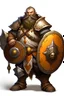 Placeholder: Mountain dwarf tempest cleric holding a shield and a Warhammer