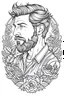 Placeholder: man Tattoo coloring book page, white background, Sketch style, only use outline, cartoon style, line art.