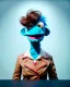 Placeholder: hybrid character, waitress woman with monster muppet mask that covers her entire head, retro style, Sesame Street style, smooth, unreal engine 5, god lights, ray tracing, RTX, lumen lighting, ultra detail, volumetric lighting, 3d.
