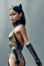 Placeholder: a poster of a Jenna Ortega, dressed as Catwoman, fine-art photography, soft portrait shot 16k, full length, ultrarealistic, UHD faces, Unsplash, kodak ultra max 800, intricate, cinematic pose, centered symmetrical composition, stunning photos, masterpiece, grainy, centered composition