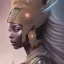 Placeholder: sango fantasy, fantasy magic, intricate, sharp focus, illustration, highly detailed, digital painting, concept art, matte, masterpiece head sexy Indonisian beauty black afro hair earth lady silver tiger head Egyptian princess pyramid