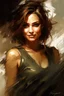 Placeholder: Beautiful woman about 35 years old. Brown hair, brown eyes. Light skin, wise smile, Raymond Swanland & Alyssa Monks & Anna Razumovskaya & Benedick Bana