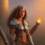 Placeholder: cinematic, majestic female barbarian, bodybuilder woman, bokeh, castle fortress, by thomas kinkade mark keathley terry redlin