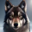 Placeholder: Ultra realistic cg rendering of black wolf with gold eyes