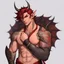 Placeholder: A Young Adult Male. A unique blend of Wood Elf and Red Tiefling features. His handsome face contrasts with the Yakuza dragon tattoos that completly cover his back, arms, and legs. He is wearing a torn coat. A physique that is strong and well-built, resembling a Fighter.