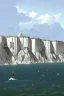 Placeholder: A cliff by the sea, greyscale