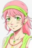 Placeholder: one piece style mullet girl pink green character