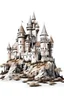 Placeholder: castle on the hill brown and gray shades on a white background in futuristic style
