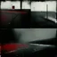 Placeholder: Minimal abstract oil paintings of a desolate 1960s carpark. Illuminated by a red spotlights. On the floor are concrete fragments and road markings . In the dark mysterious style of Justin Mortimer and Francis Bacon.