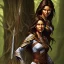 Placeholder: dungeons and dragons, female wood elf, druid, brown hair, brown eyes, full body, realistic face, short hair, hair tied back, large nose, closed mouth, leather armor, dark skin, one person