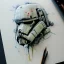 Placeholder: photorealistic at-at pilot helmet with weathered painting , illustration on coarse canvas by <agnes cecile> and <Yoji Shinkawa>, ornate and intricate details , soft smooth lighting, ultra detailed concept art,