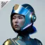 Placeholder: woman, asian, blue, minimal helmet, decorative color feathers, retro futuristic, latex coat, soft color, highly detailed, art stations, concept art, smooth, unreal engine 5, god rays, ray tracing, RTX, lumen lighting, ultra detail, volumetric lighting, 3d, finely drawn, high definition, high resolution.