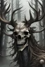 Placeholder: wendigo with deer skull covering head and face