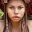 Placeholder: Full body portrait, Woman smiling, pretty face, face is pretty, face is highly detailed, wearing primitive bikini, native clothing, primitive, highly detailed, extremely detailed, crisp, photo, high quality, real life, laying down, symmetrical