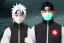 Placeholder: Kakashi Hatake, Shinobi, jonin, white tall hair, black face mask, black naruto leaf ninja headband, Left eye red, Green military-style vest, white hair, naruto shippuden