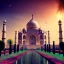 Placeholder: The Taj Mahal, Hindistan, sunset, fantasy art, flying birds, springs, waterfall