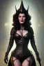 Placeholder: Ava Gardner as evil queen in black leather, busty, cleavage, curvy, angry, stern look. character design by cory loftis, fenghua zhong, ryohei hase, ismail inceoglu and ruan jia. unreal engine 5, artistic lighting, highly detailed, photorealistic, fantasy