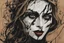 Placeholder: illustration of a vampire girl, in the style of threadbare abstract expressionism, bronze , black, and cypress, vintage abstract cut-and-paste, ricoh gr iii, editorial illustrations, fine lines, highly detailed